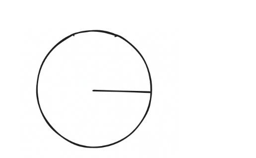 circle with a line starting from the center and touching the side 