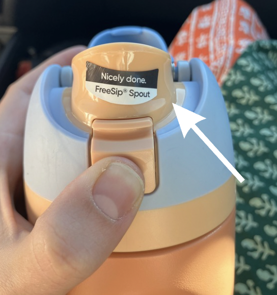 'owala completely opened with sticket label saying nicely done'